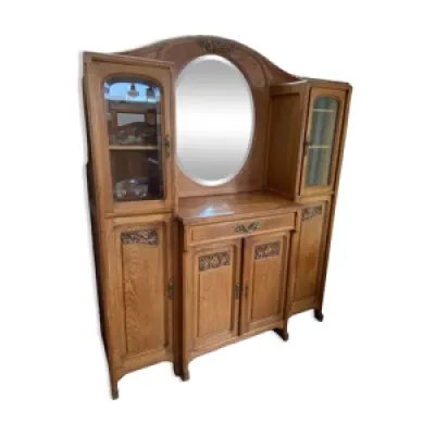 Ancien meuble artésien - miroir ovale biseaute