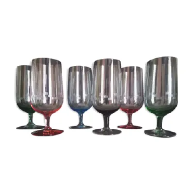 Lot de 6 verres colorés - 1960 style