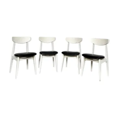 Série de 4 chaises scandinave - blanche 1960