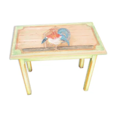 Ancienne petite table - bois massif peint