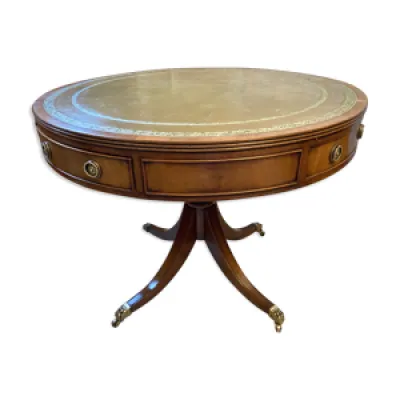Table tambour 1900  merisier - cuir