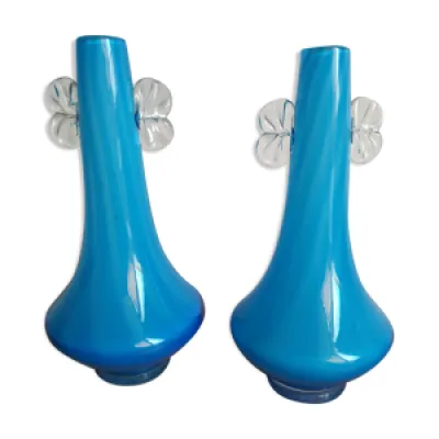Paire de vases bleus - murano