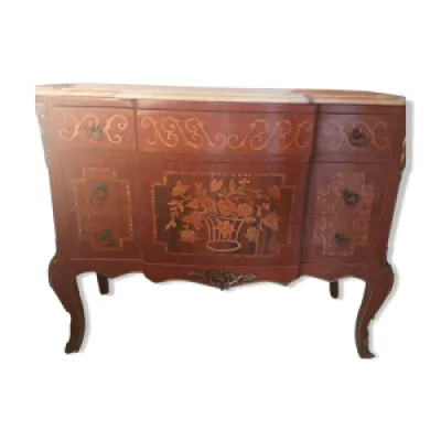 Commode avec marquetterie - rose style louis
