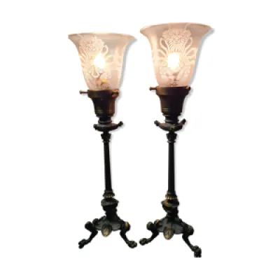 2 lampes tripode empire - 1890