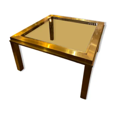 Table basse carrée dorée - verre