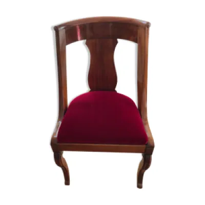 Chaise en acajou style - velours rouge