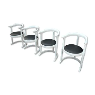 Lot de 4 chaises fauteuils - assise bois