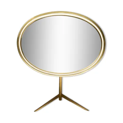 Miroir de table ovale - milieu laiton