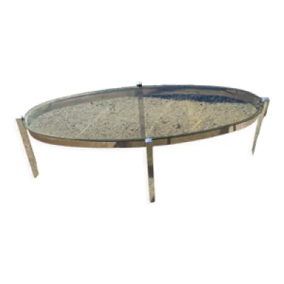 Table basse elliptique - verre vers 1970