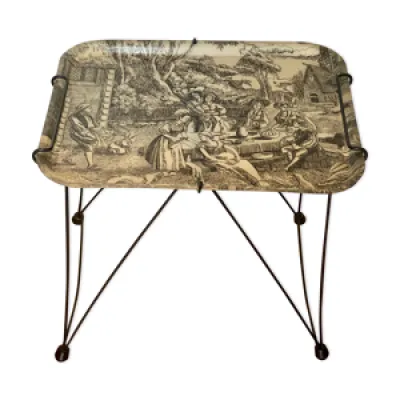 Table d’appoint, plateau - toile jouy