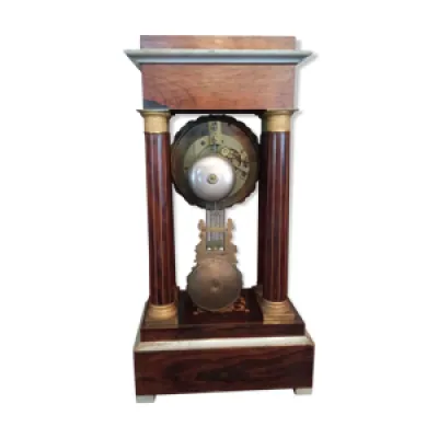 Horloge pendule portique - bronze marqueterie