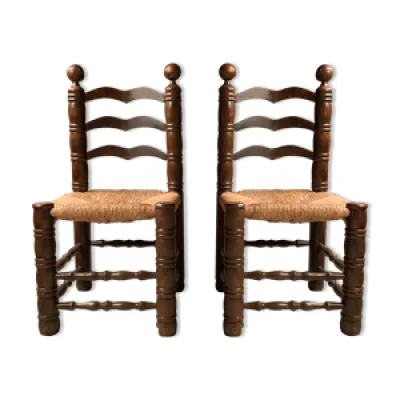 Paire de chaises en bois - assise