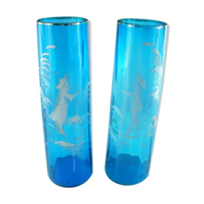 Paire de vases en verre - bleu