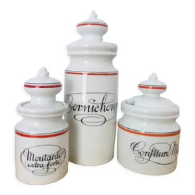 Set 3 pots cuisine vintage - porcelaine blanche service