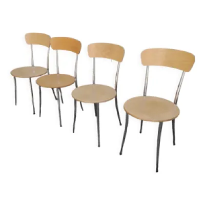 4 chaises vintages bois - metal