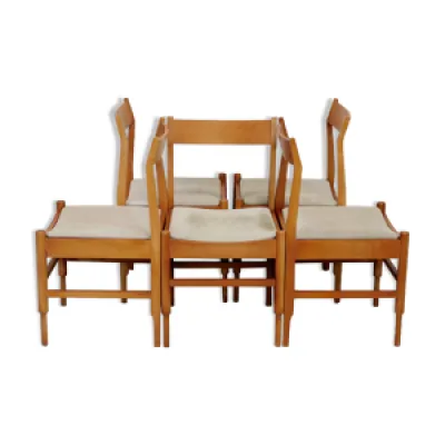 5 chaises en bois piètement - 1975
