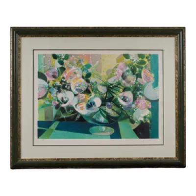 Lithographie camille - bouquet fleurs