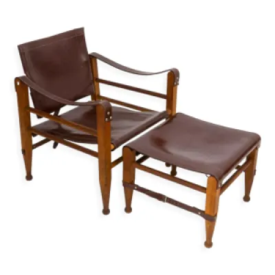 fauteuil Safari en teck - cuir 1960