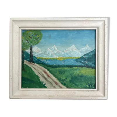 Tableau peinture ancienne - montagne