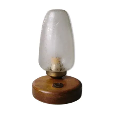 lampe de table en bois - verre