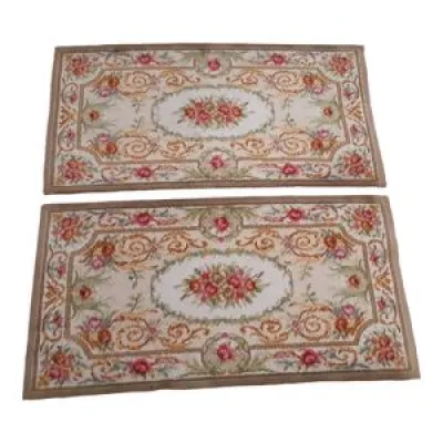 Paire de tapis vintage - floral laine