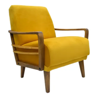 Fauteuil vintage jaune - 1960 velours