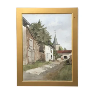 Tableau Aquarelle 1887 - village