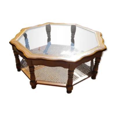 table basse en bois et - verre