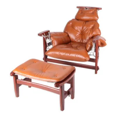 fauteuil en cuir et corde - ottoman