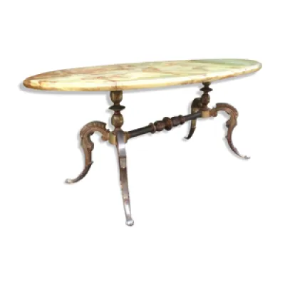 Table basse vintage plateau - ovale laiton