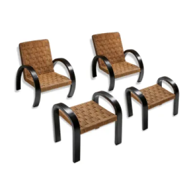 fauteuils art déco avec - ottoman