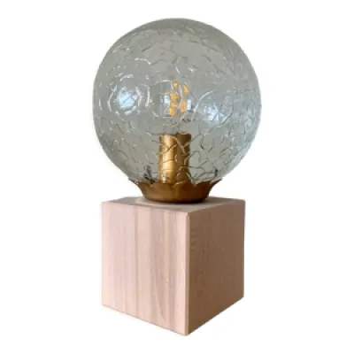lampe à poser globe - bois verre
