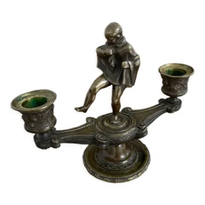 Bougeoirs, bronze, XIXème - patine