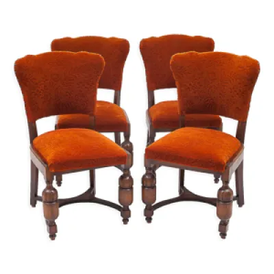 set de chaises en velours - 1950