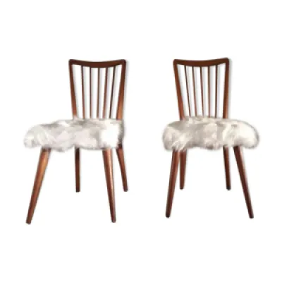 Paire de chaises scandinaves - assise bois