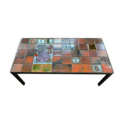 Table basse carreaux - ceramique metal