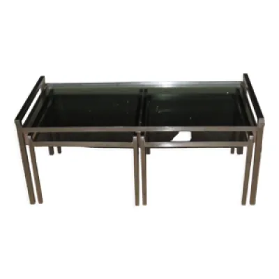 Table basse et bout canape - verre fumee