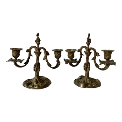 Paire de chandeliers - anciens bronze