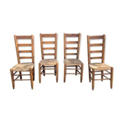 Set de4 chaises paillées