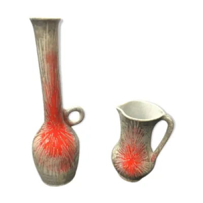 Paire de vases ancien - gris orange
