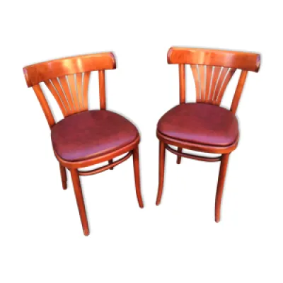 Paire chaises restaurant - bois cuir