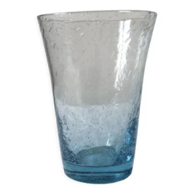Vase en verre soufflé - biot bleu