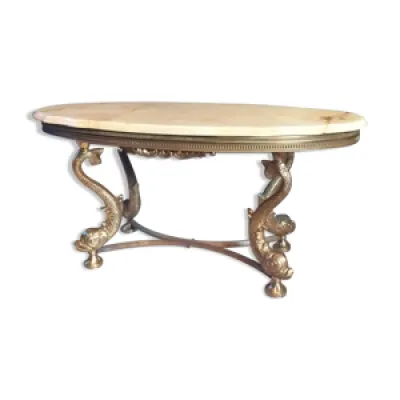 Table marbre pied en - laiton hollywood regency