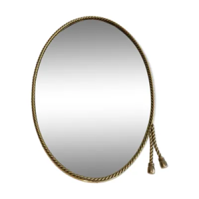 Miroir oval en laiton - pompons
