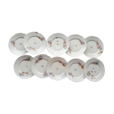 10 assiettes plates anciennes - porcelaine limoges