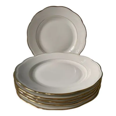 Lot de 6 assiettes plates - porcelaine blanche