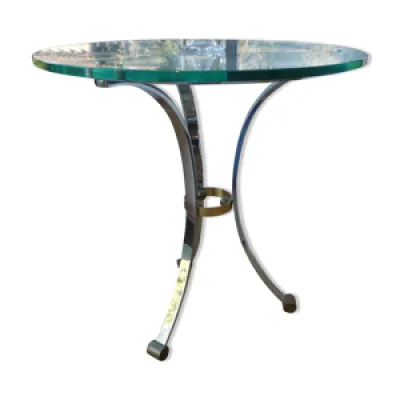 Table d'appoint ronde - laiton verre