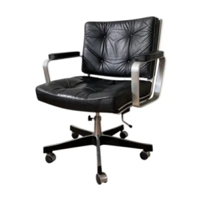 Chaise de bureau en aluminium - cuir fin