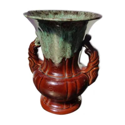 Vase adp céramique émaillée - vert bleu