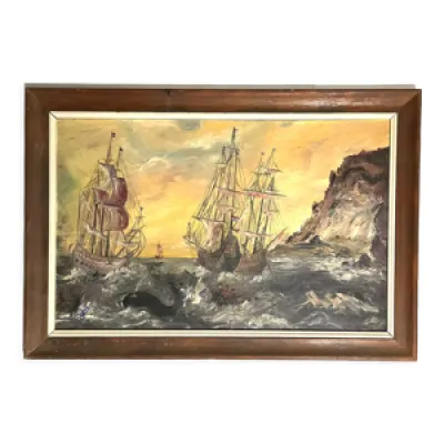 Peinture à l’huile - marine voiliers